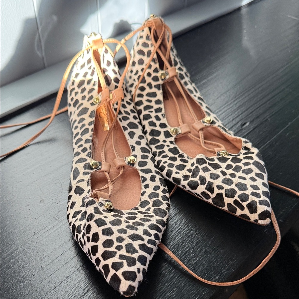 Halogen Animal Print Lace-Up Flats